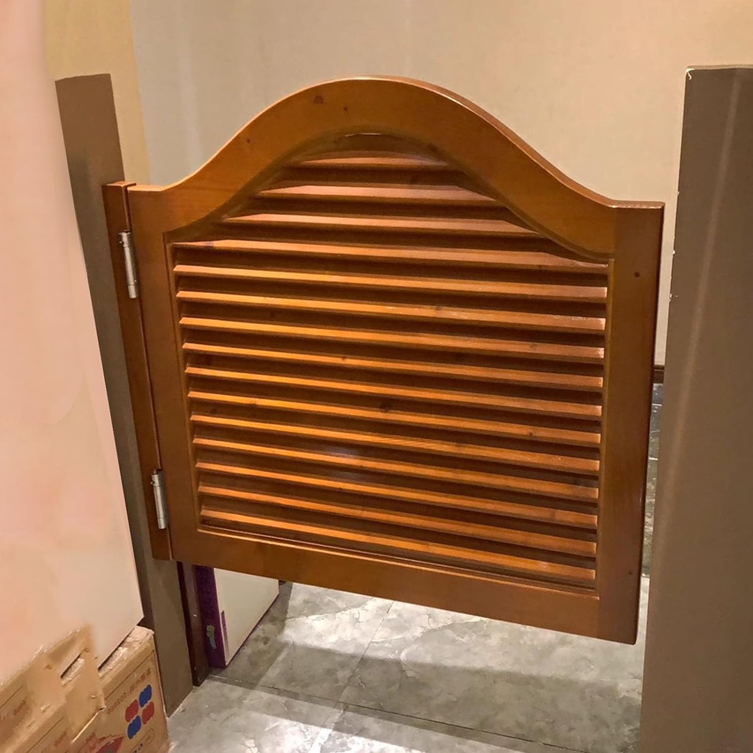 HHOZsafety Swinging Cafe Door Retro Solid Wood, Brown Single Door Doors, Kitchen Bar Bathroom Swing Door, Cowboy Butler Gate(W60xH90cm(23 5/8" x35 3/8"))
