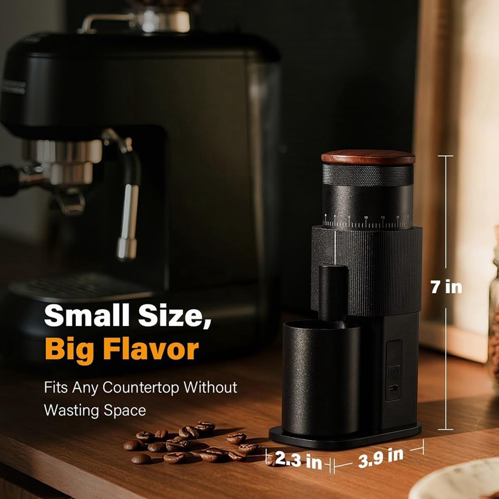 Molinillo de Café Monodosis, Silencioso, con Motor de CC, para Uso Doméstico, con Muelas y 80 Configuraciones.