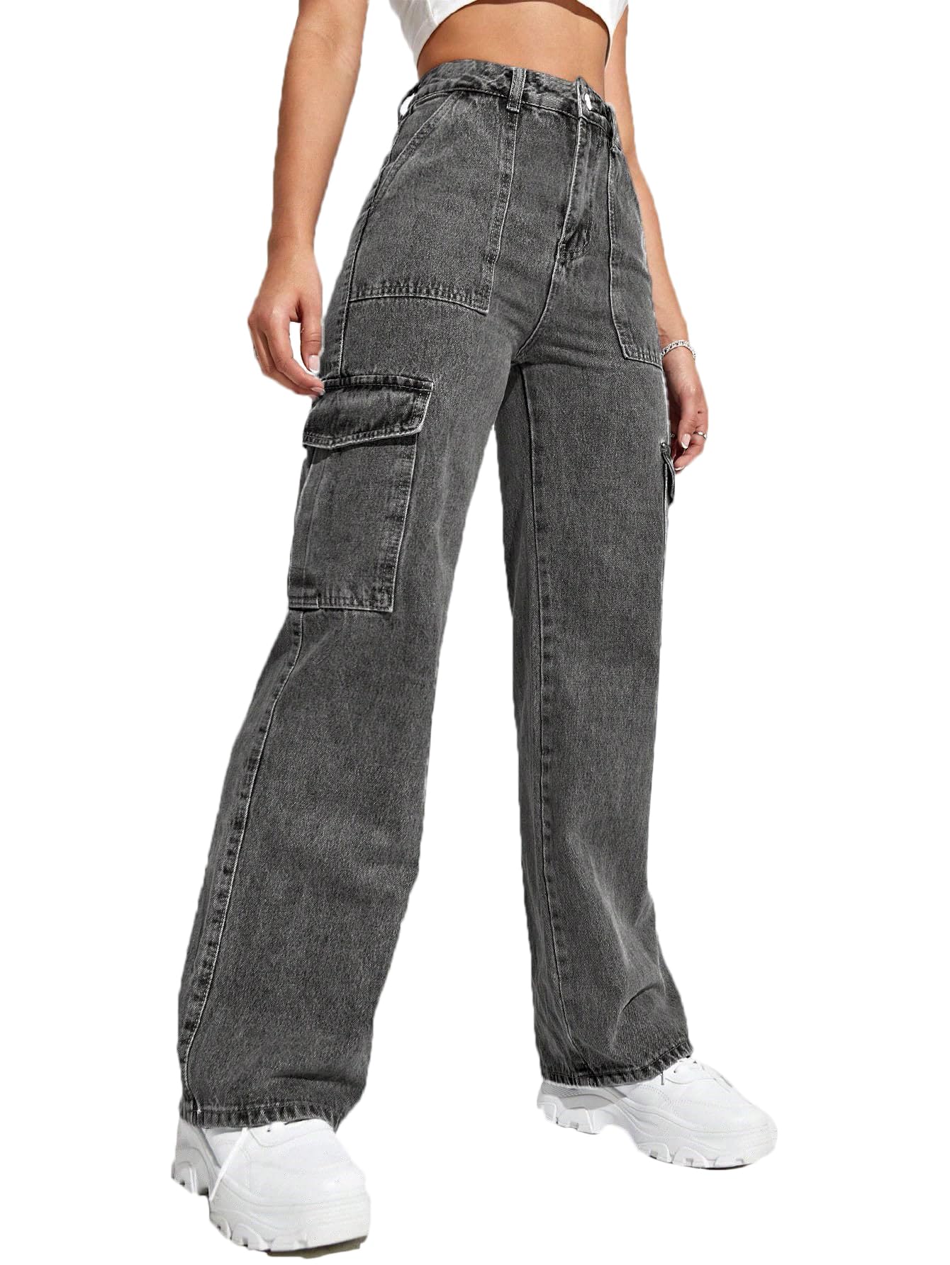 dockstreetHigh Rise Waist, Wide Leg, Regular fit, Korean/Kawai Style Jeans for Women with Buttoned Closure Non Stretchable Soft Denim Fabric. Trending Fashion wear for Women