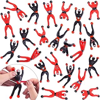 AMOR PRESENT 42PCS Wall Climbing Ninjas, Ninja Toys with DIY Stickers Sticky Rolling Men Stretchy Climbers Window Crawlers for Kids Party Favor Novel Toys