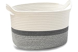 Square Cotton Rope Baskets with Handles 13.5x11x9.5 for Storage and Organization