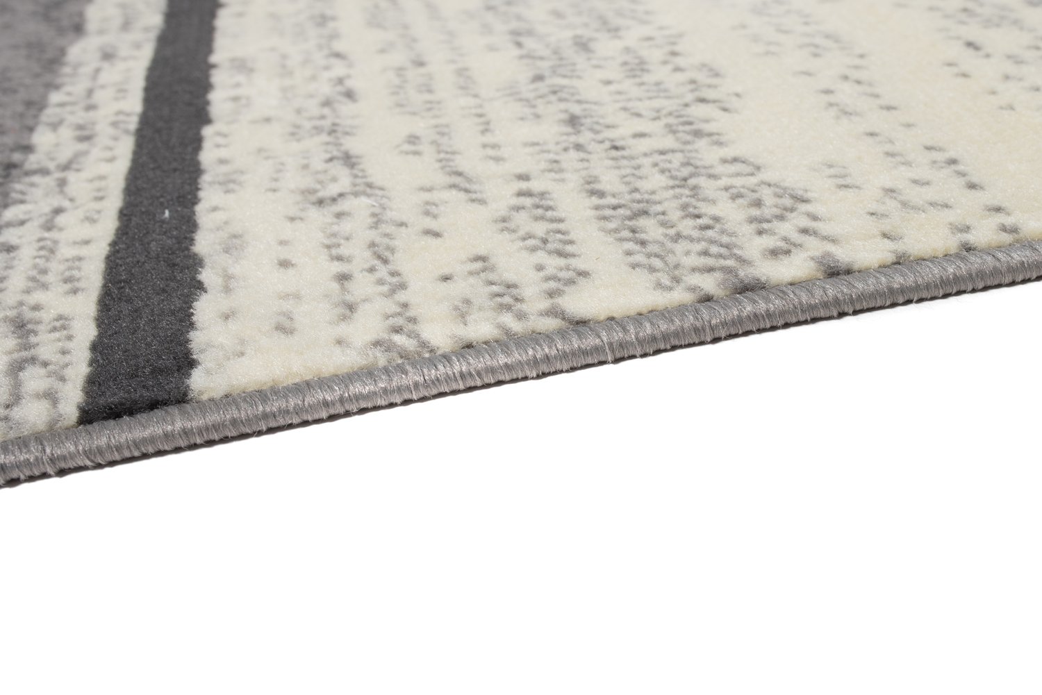 Tapiso QMEGA nowoczesny dywan z krótkim włosiem, melanż, czarno-szary, kremowy, abstrakcyjne paski, kwadratowy wzór, do salonu, sypialni, Ökotex 250 x 300 cm
