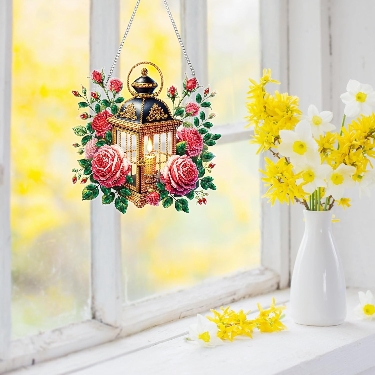 4Pcs DIY Hanging Diamond Pendant Special Shaped Crystal Diamond Art Painting Single Sided Drill Ornament for Window Garden Wall Door Home Decor-02