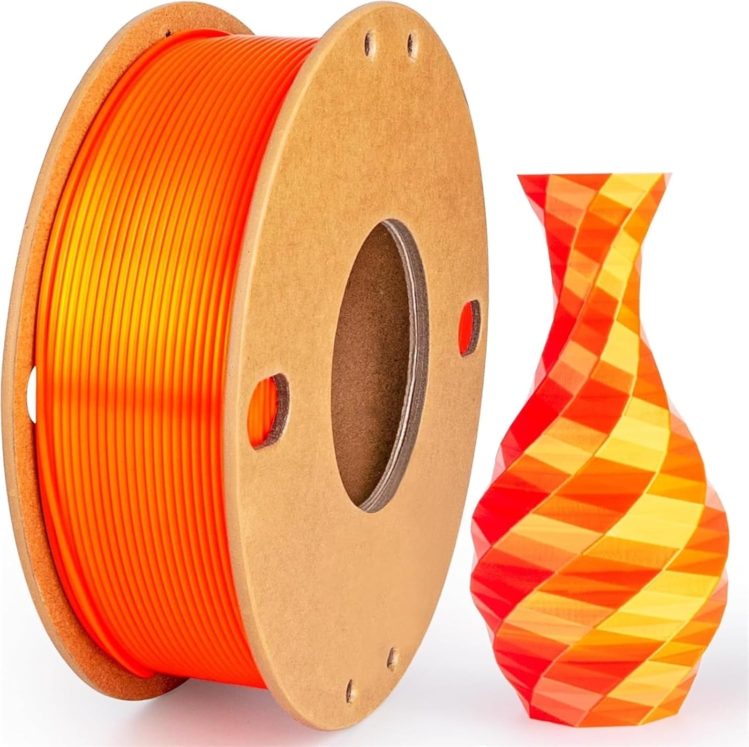 3D Printing Filament Multicolor 3D Printer Filament,Dual/Tri Color 1.75mm PLA Silk Shiny Printing,250g(0.55lbs) Fit Most FDM(250gGoldRedOrange)