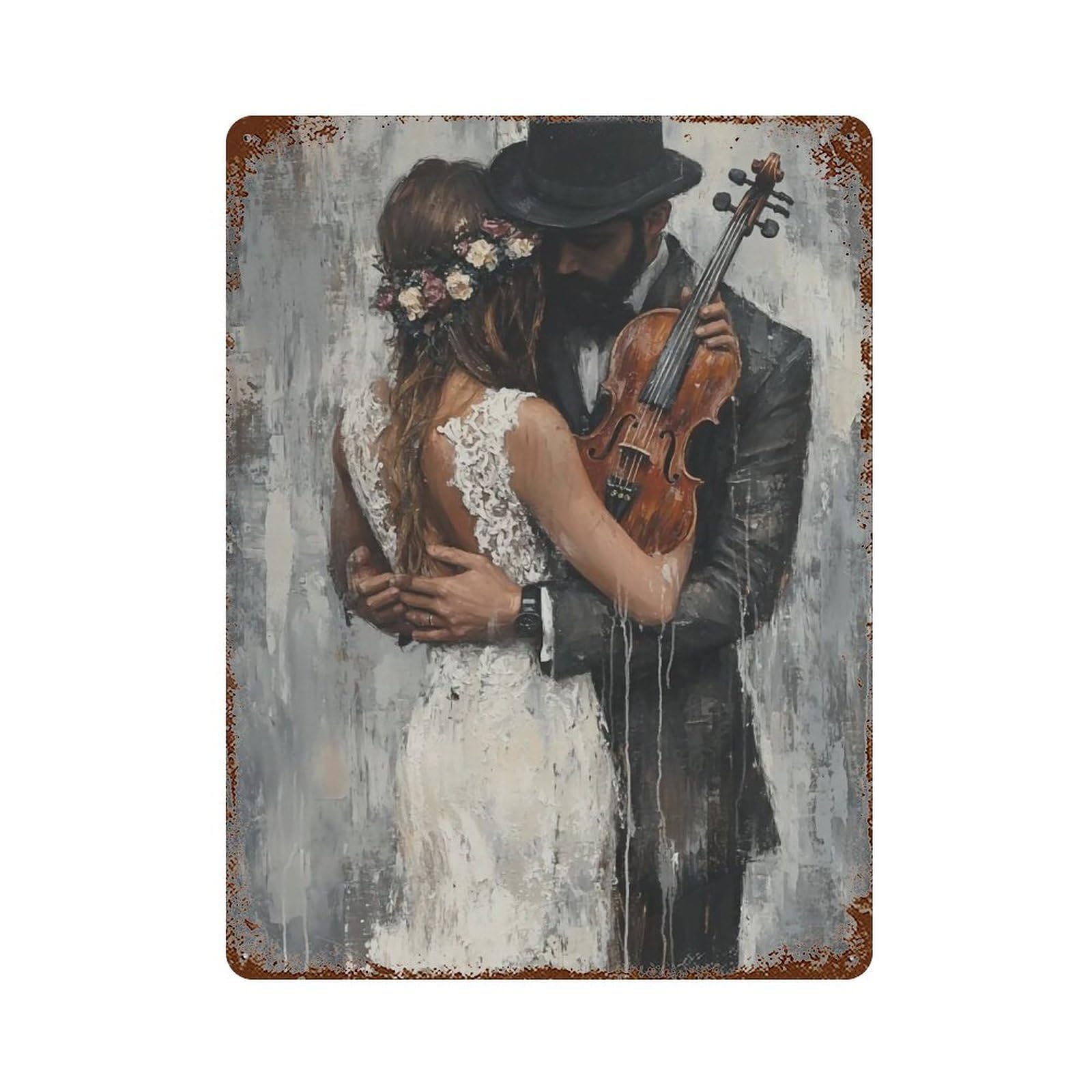 HDURYEYRYY Melody Embrace 02 Wall Retro Iron Vintage Art Metal Tin Sign Poster Modern Home Cofffee Club Art Bar Shop Decor 40x30cm
