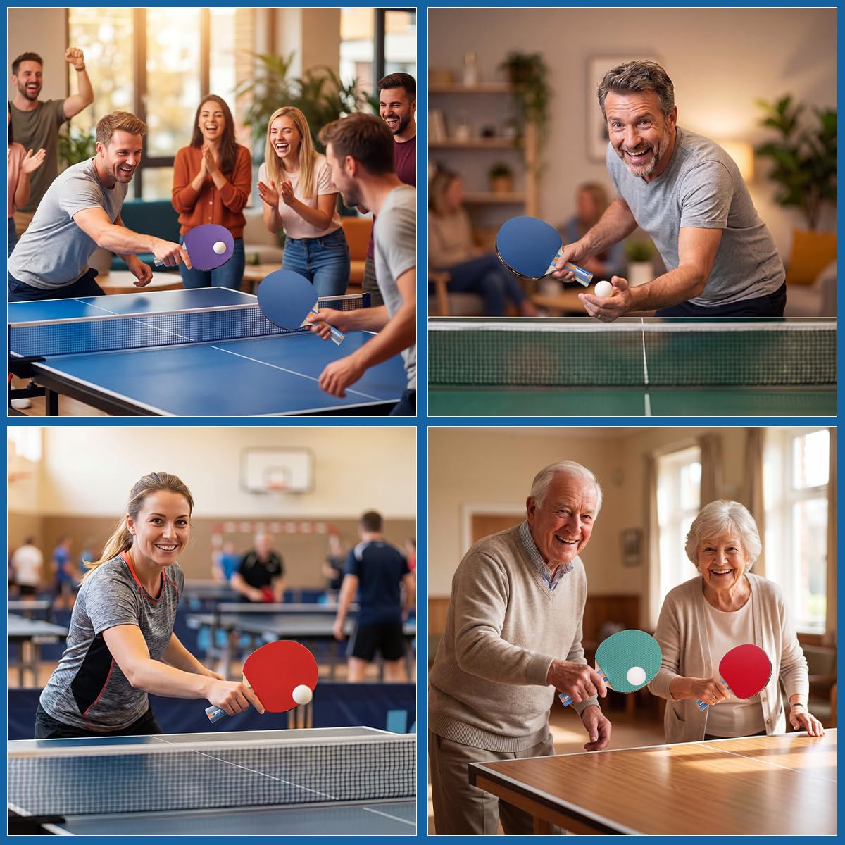 Set da ping pong con 4 pagaie, 1 rete retrattile, 8 palline, 1 borsa per il trasporto | Set di pipistrelli da ping pong per allenatori adulti famiglie indoor outdoor