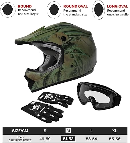 Miniatura 7 de XFMT - Juego de casco DOT con gafas y guantes para motocross, cuatrimoto y vehículos todoterreno para niños y jóvenes (hoja de arce, talla M)