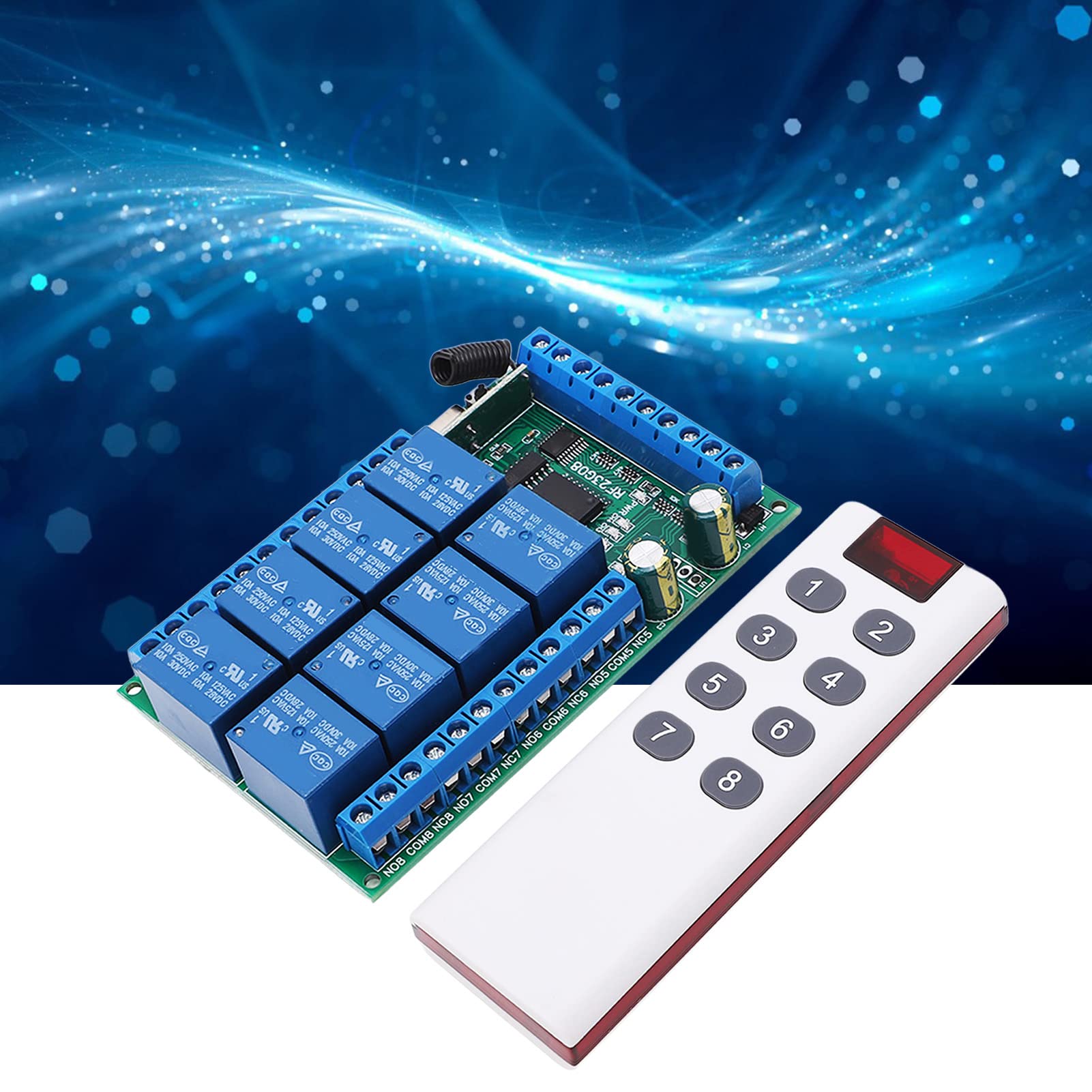 Modulo di Controllo Remoto a 8 Canali Modulo Interruttore di Controllo Remoto Wireless Telecomando con Codifica Fissa da 100 M Interruttore di Controllo Remoto Wireless Modulo