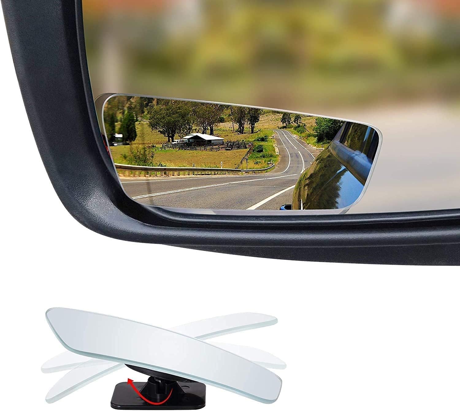 Verivue 3.5-Inch Rectangular Blind Spot Mirrors for Cars - HD Convex Wide Angle, Adjustable Frameless Stick-On, Universal Fit 2-Pack