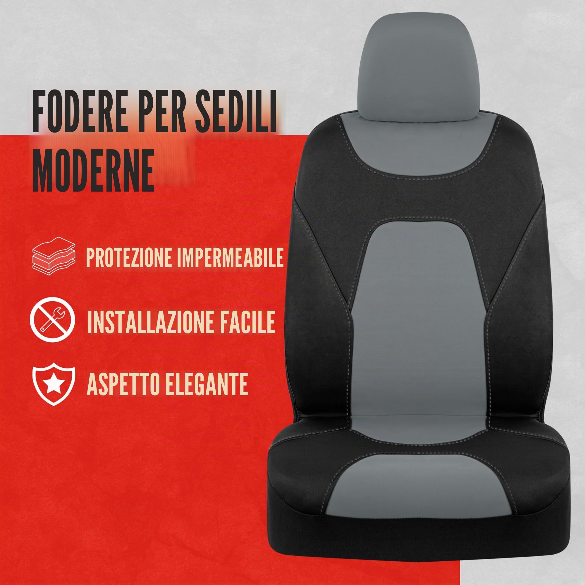 Motor Trend OS274 AquaShield - Coprisedili anteriori in neoprene impermeabile a 3 strati con design moderno, universali, adatti per auto, camion, furgoni, SUV