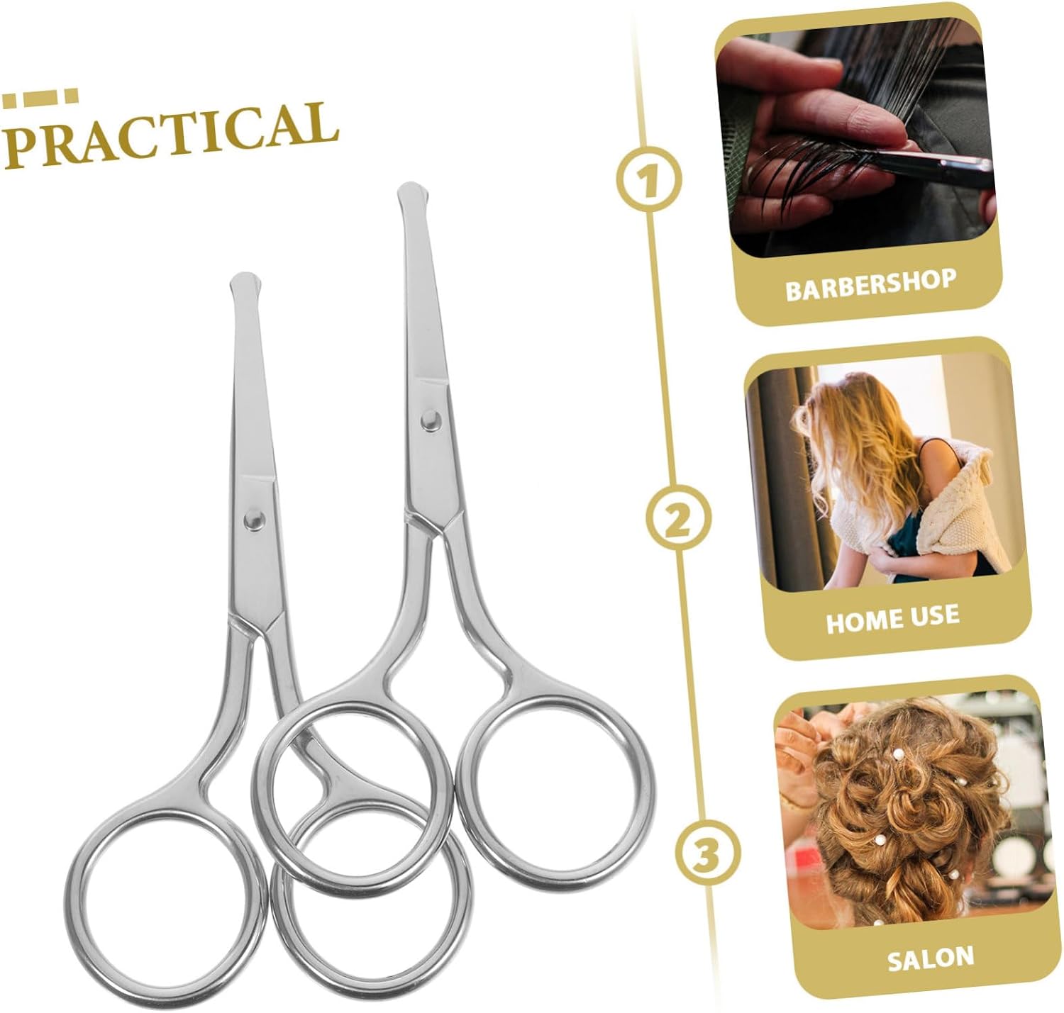 Ipetboom 2Pcs Stainless Steel Eyebrow Scissors Set Rounded Tip for Safe Trimming Practical Eyebrow and Nose Hair Scissors for Women and Men for Facial Hair Grooming