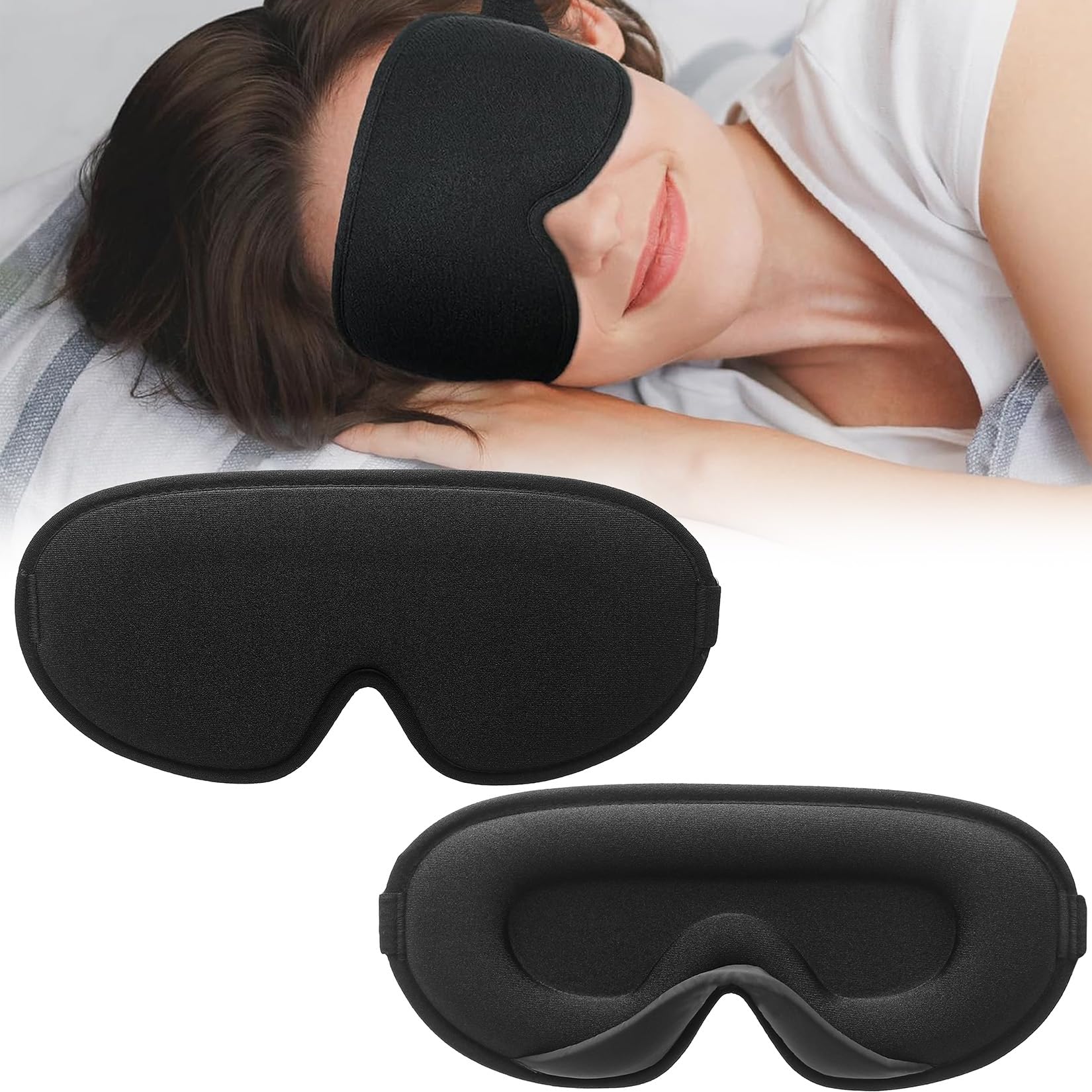3D Sleep Eye Mask for Sleeping, 100% Blackout Eye Sleep Mask for Women Mens, Silk Sleeping...