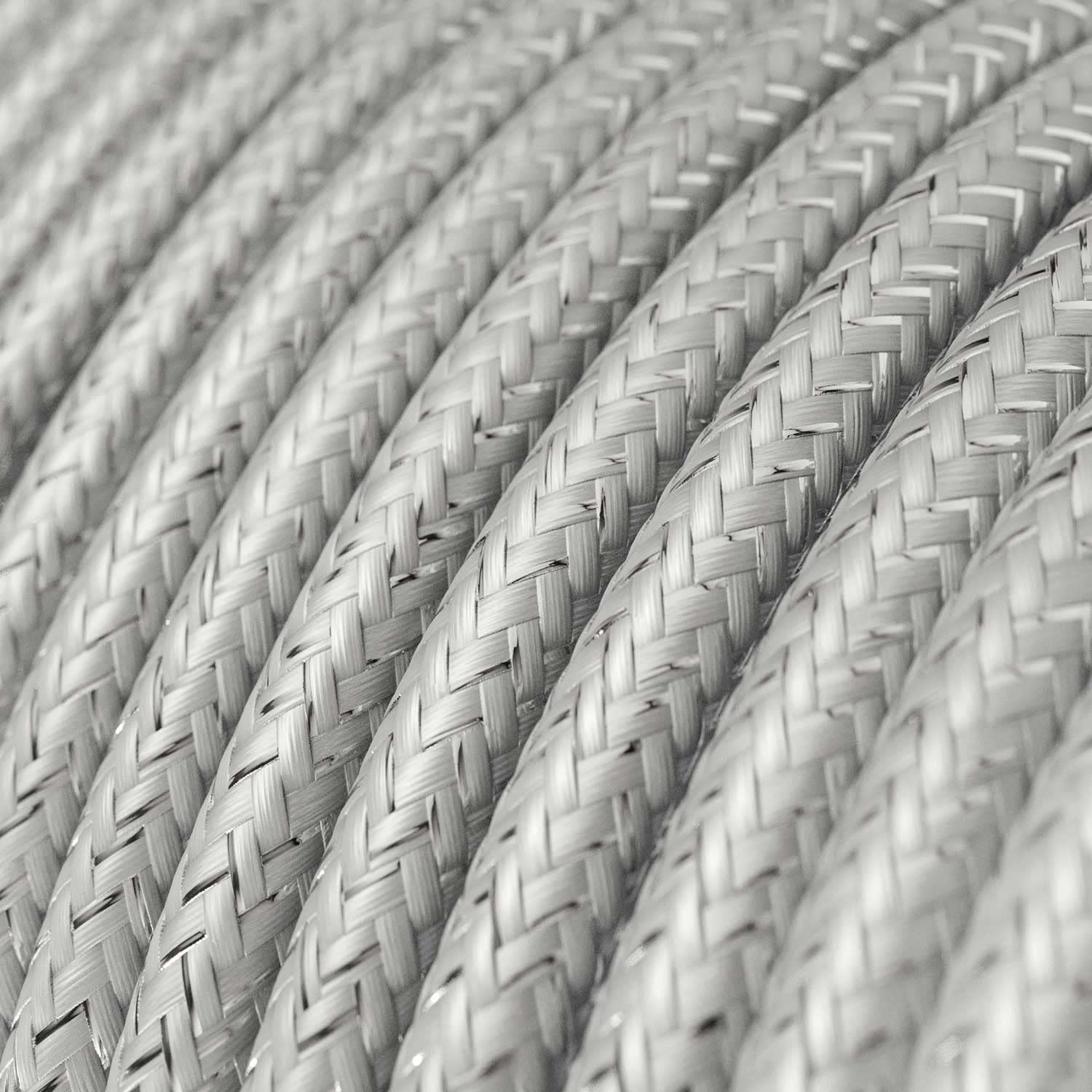 Creative-Cables L'originale cavo elettrico rivestito in tessuto 3 x 0,75 mm² (10 m, Argento Glitterato RL02) – Rotondo, effetto seta glitterato – Sicurezza certificata, made in Italy