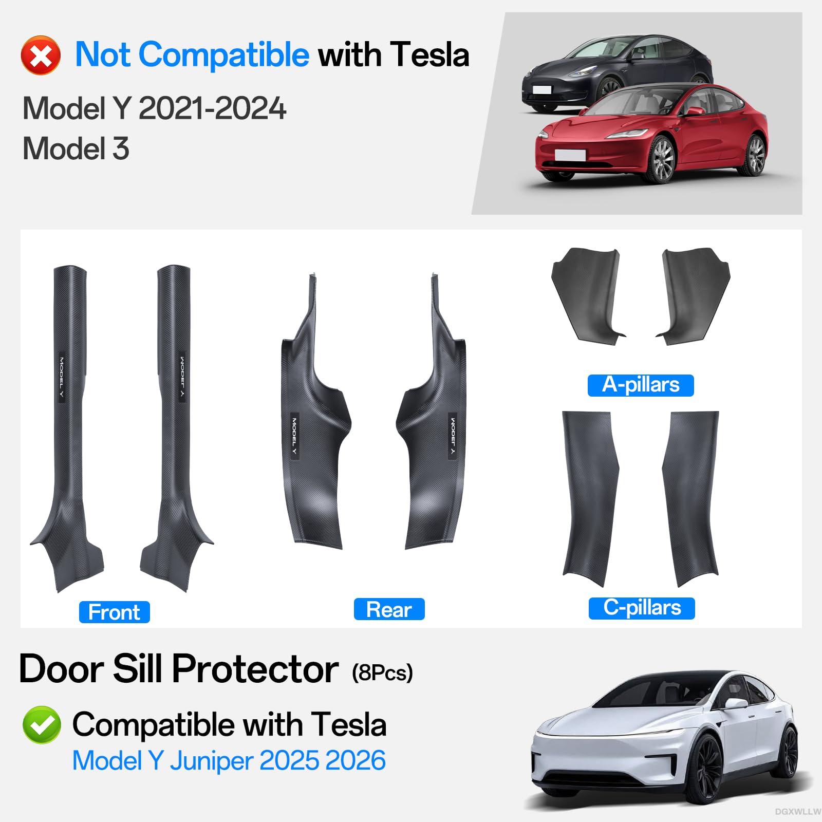 Amazon.co.jp: DGXWLLW 8個 ドア敷居プロテクター Tesla Model Y