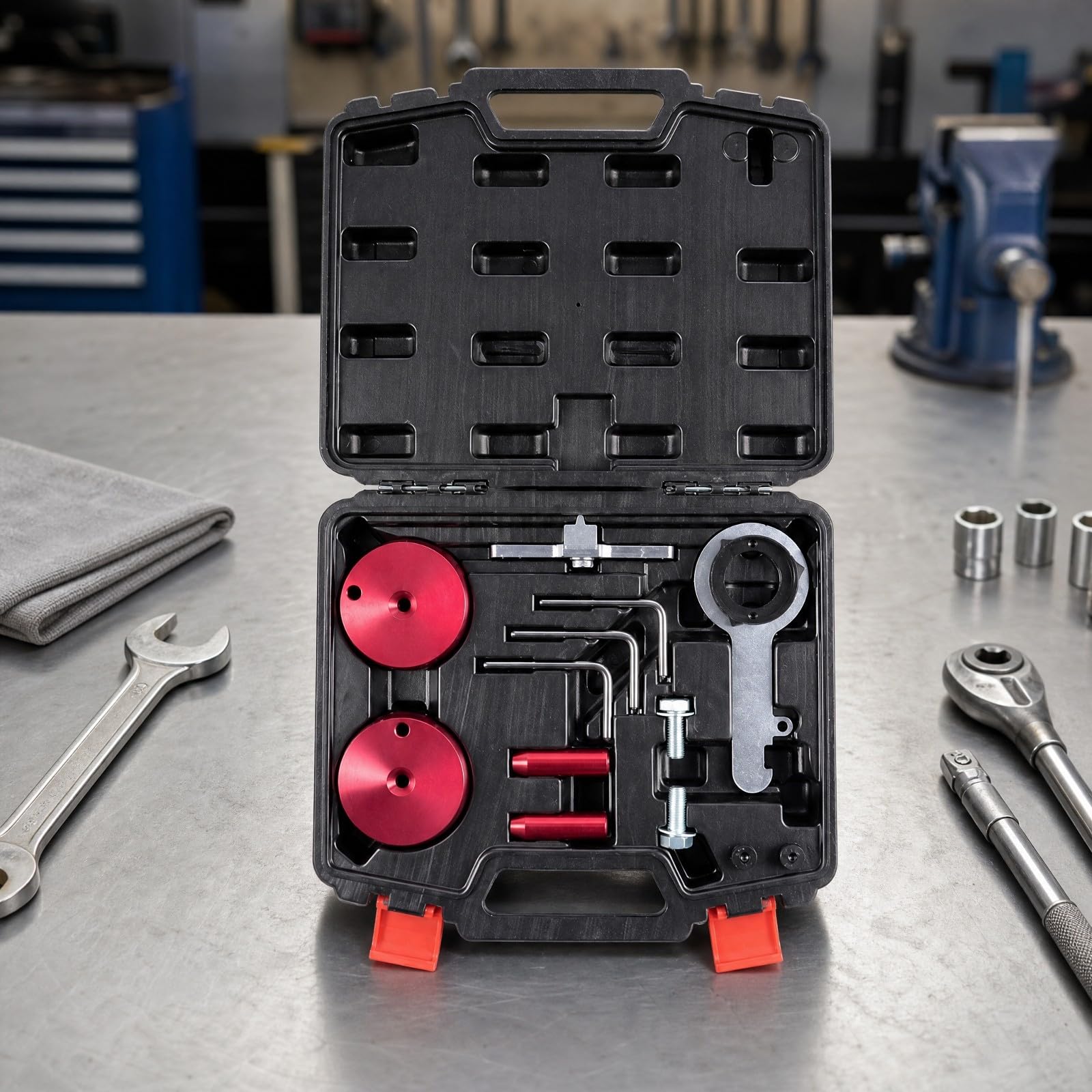 Gralara Outillage Calage Distribution Moteur 2.0 Accessoires Métalliques Verrouillage Broches Connexion dans Mallte Rangement pour Réparation Voiture Maintenance Courante