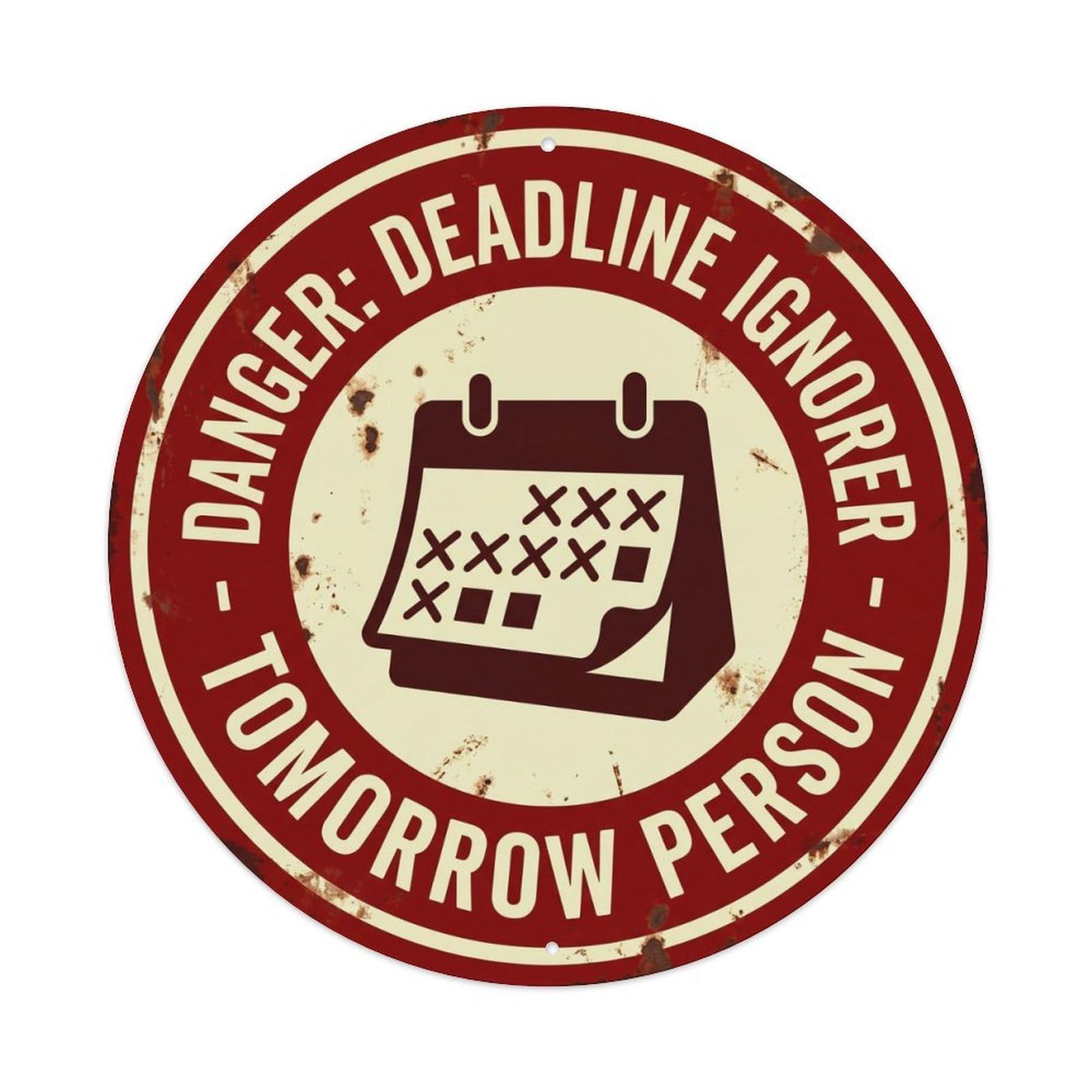 Vintage Funny Danger Deadline Ignorer Warning Metal Tin Sign
