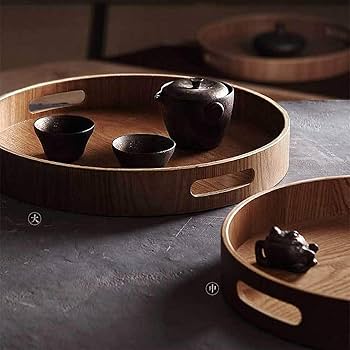 Amazon｜Ohget 木製トレー カフェトレー ティートレイ 方形/円形