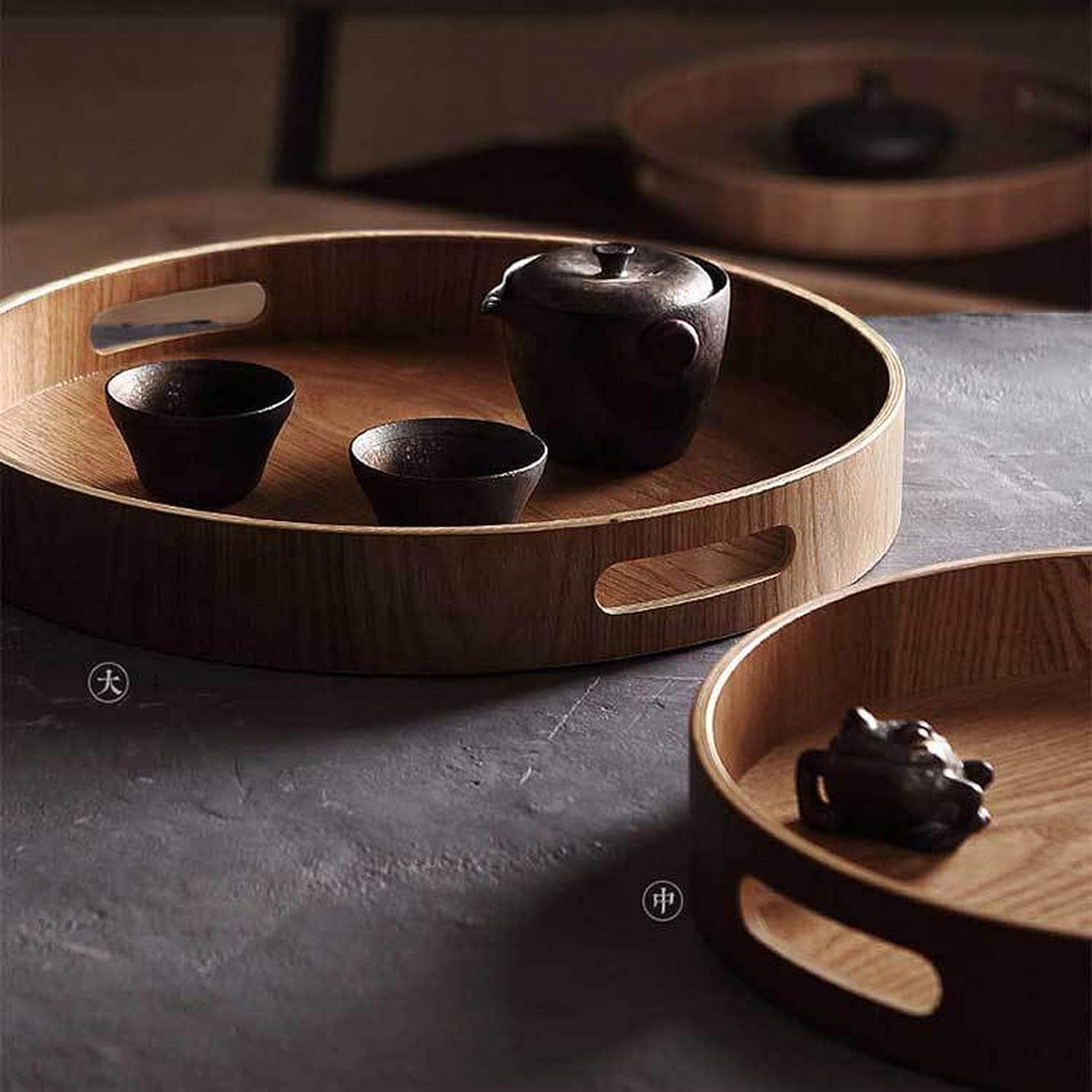 Amazon｜Ohget 木製トレー カフェトレー ティートレイ 方形/円形 お盆