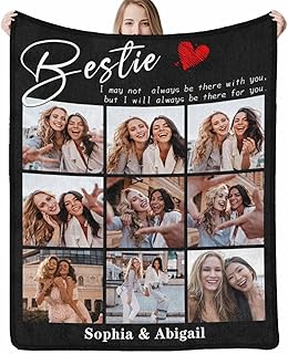 Custom Blanket with Photos for Best Friend Personalized Best Friends with 9 Photos Plush Throw Blanket to Girl Sister My Customized Blanket for Birthday Wedding Anniversary 70x80
