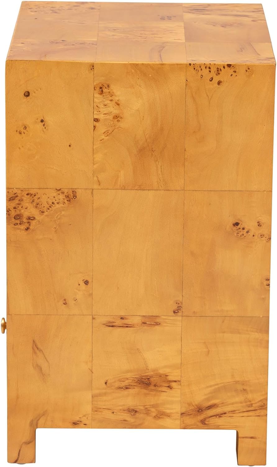 bali & pari Camira Modern and Contemporary Real Mappa Burl Wood 1-Drawer Nightstand