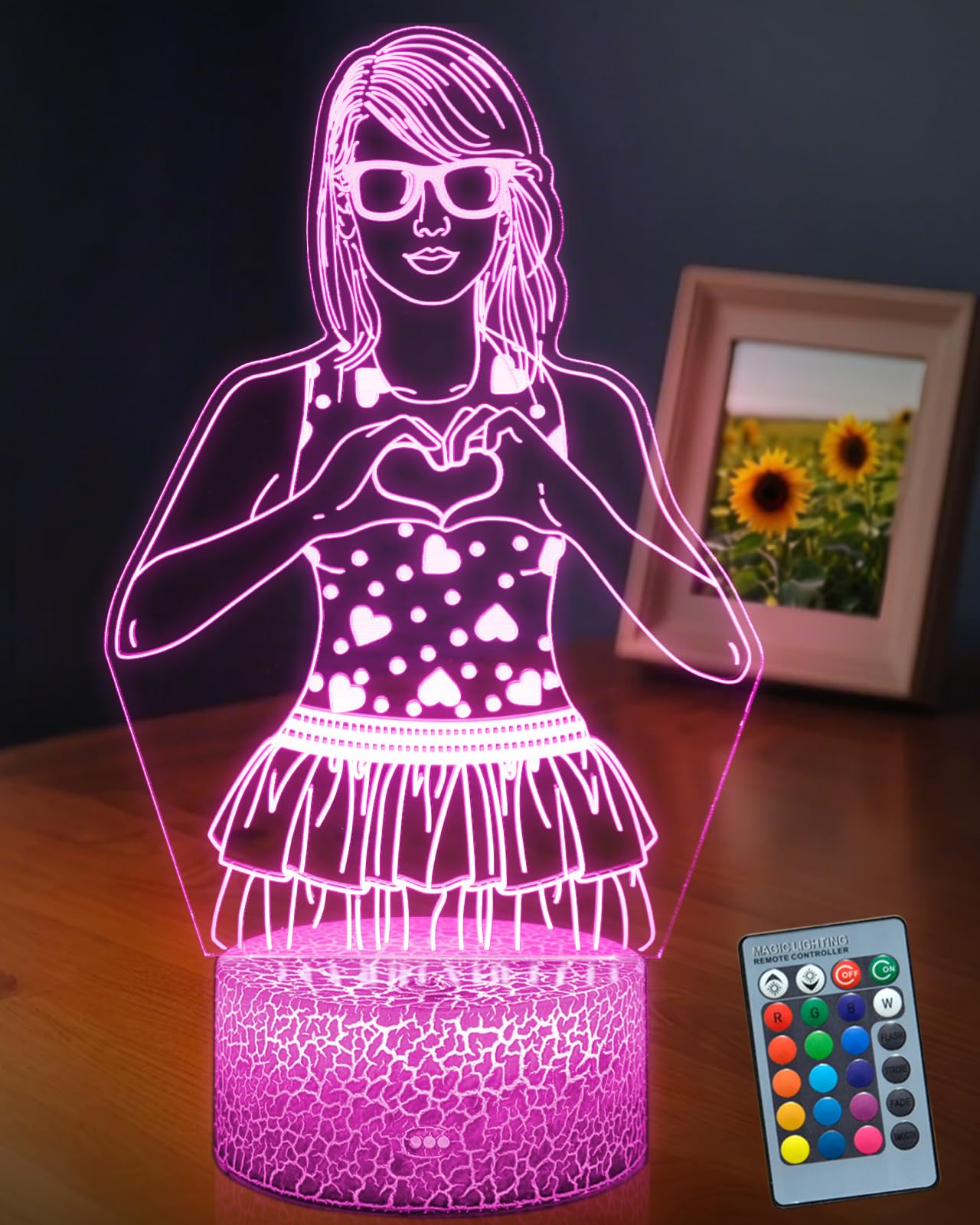 Heart Hands Mood Lights, Art Enthusiasts Birthday Gifts, 3D LED Lamp Illusion, Unique Room Decor,16 Colors Night Light with Remote Control Dimmable