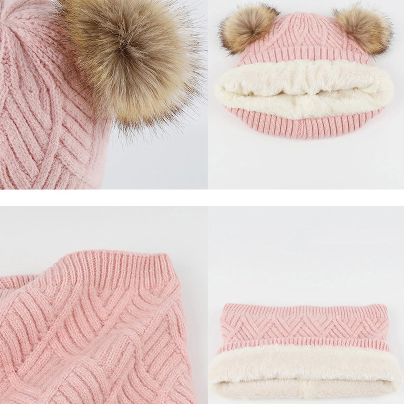 Mütze, Schal & Handschuh-Sets Für Damen Kinder Winter Wolle Warme Strickmütze, Schal, Handschuhe, Dreiteiliges Set Plus Plüsch Ballmütze Dreiteiliges Set-grün