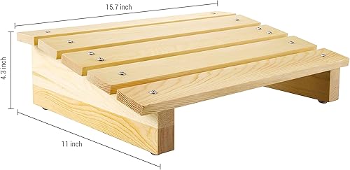 Miniatura 4 de MyGift Taburete ergonómico de madera marrón quemado para pies debajo del escritorio con diseño inclinado, taburete para escritorio en el trabajo