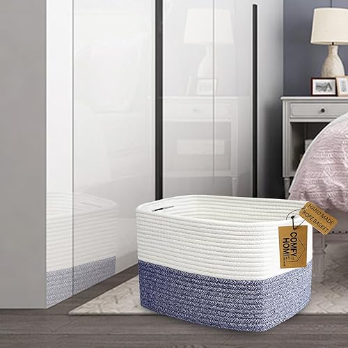 Miniatura 2 de COMFY-HOMI Paquete de 3 canastas medianas de cuerda de algodón con asas para estantes, juguete para perro, bebé, organización de regalos, artesanía