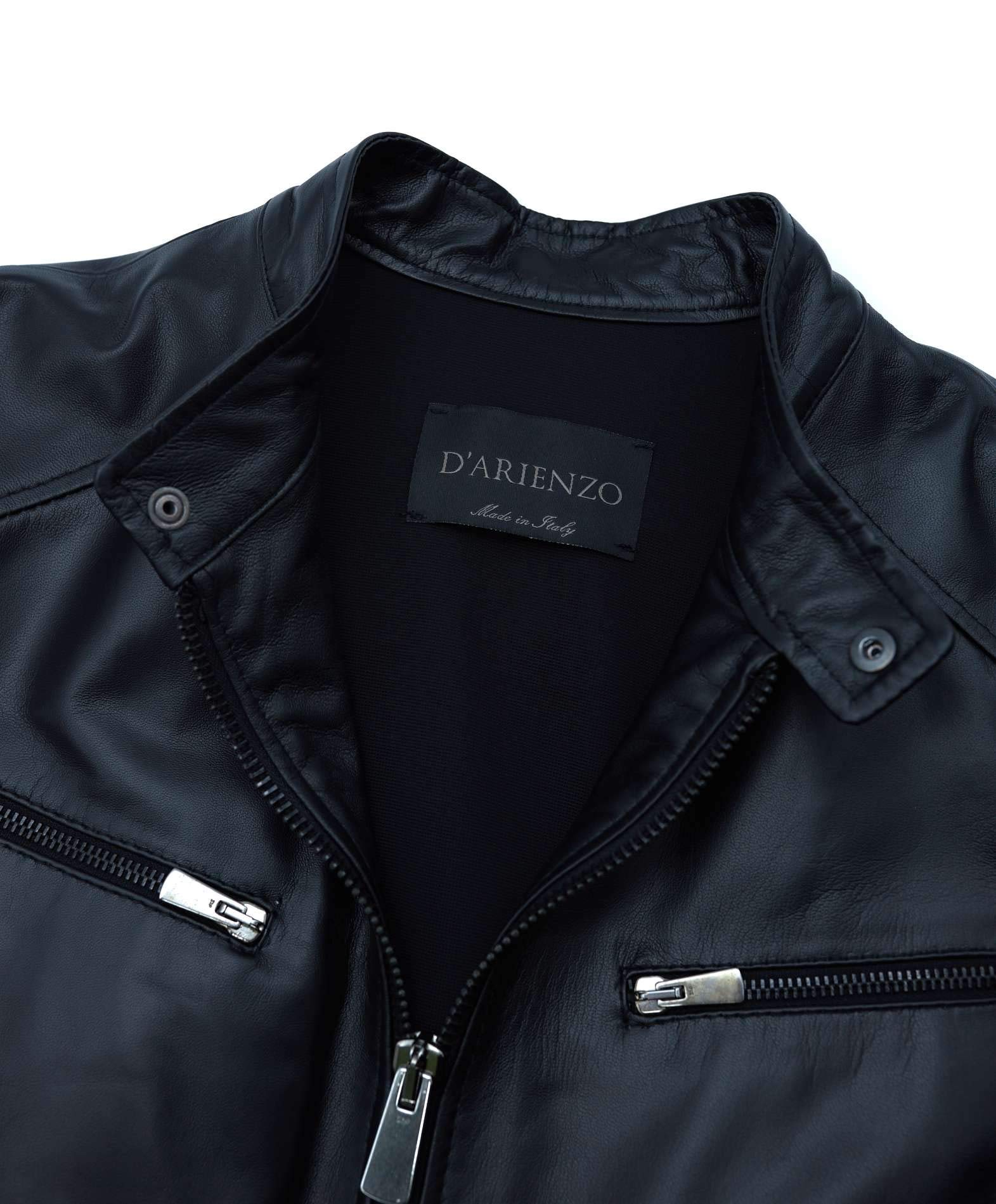 D'Arienzo Giacca Pelle Marrone Uomo Giubbino Moto Vera Pelle Made in Italy Hamilton