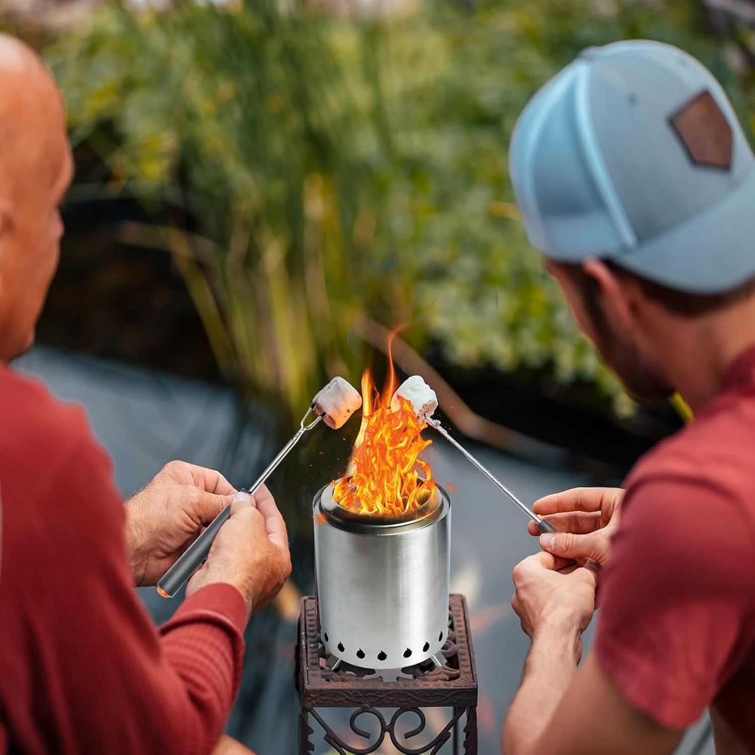 Tabletop Fire Pit Outdoor, Wood Pellet Table Top Firepit, 7 Inch Mini Fire Pit with Removable Ash-Pan, Firepit with Carry Bag for Outside Patio Camping Backyard Picnic