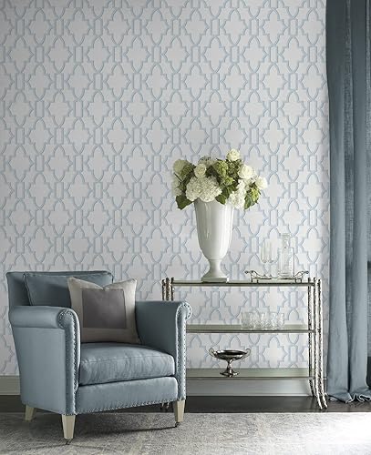 Miniatura 6 de Lillian August Luxe Haven Coastal Lattice - Papel tapiz autoadhesivo (azul Hampton)