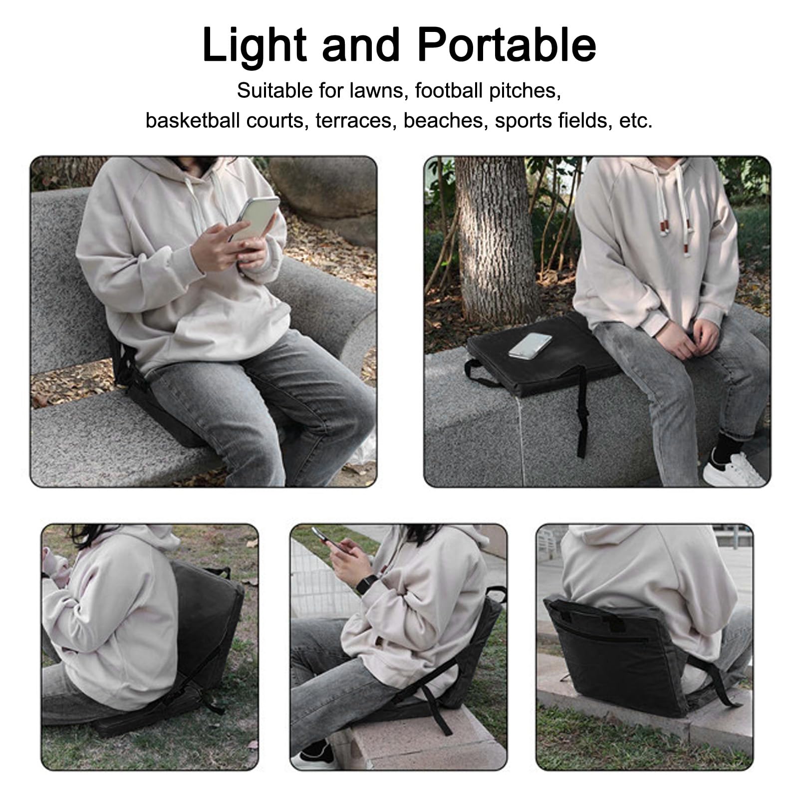 Cojín Plegable Silla Piso Silla Juego Piso meditación Playa Ajustable cómoda Meditation Chair con Respaldo Plegable para Interiores y Exteriores