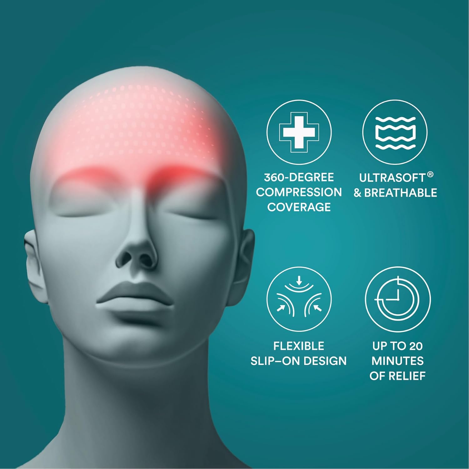 Homedics Hot & Cold Gel Head Cap, Headache Relief, Sinus, Stress, Tension Relief Compress – Heat or Ice Therapy for Migraines & Soreness – Soft Stretch Fabric, Contoured Design for Head, Eyes & Ears