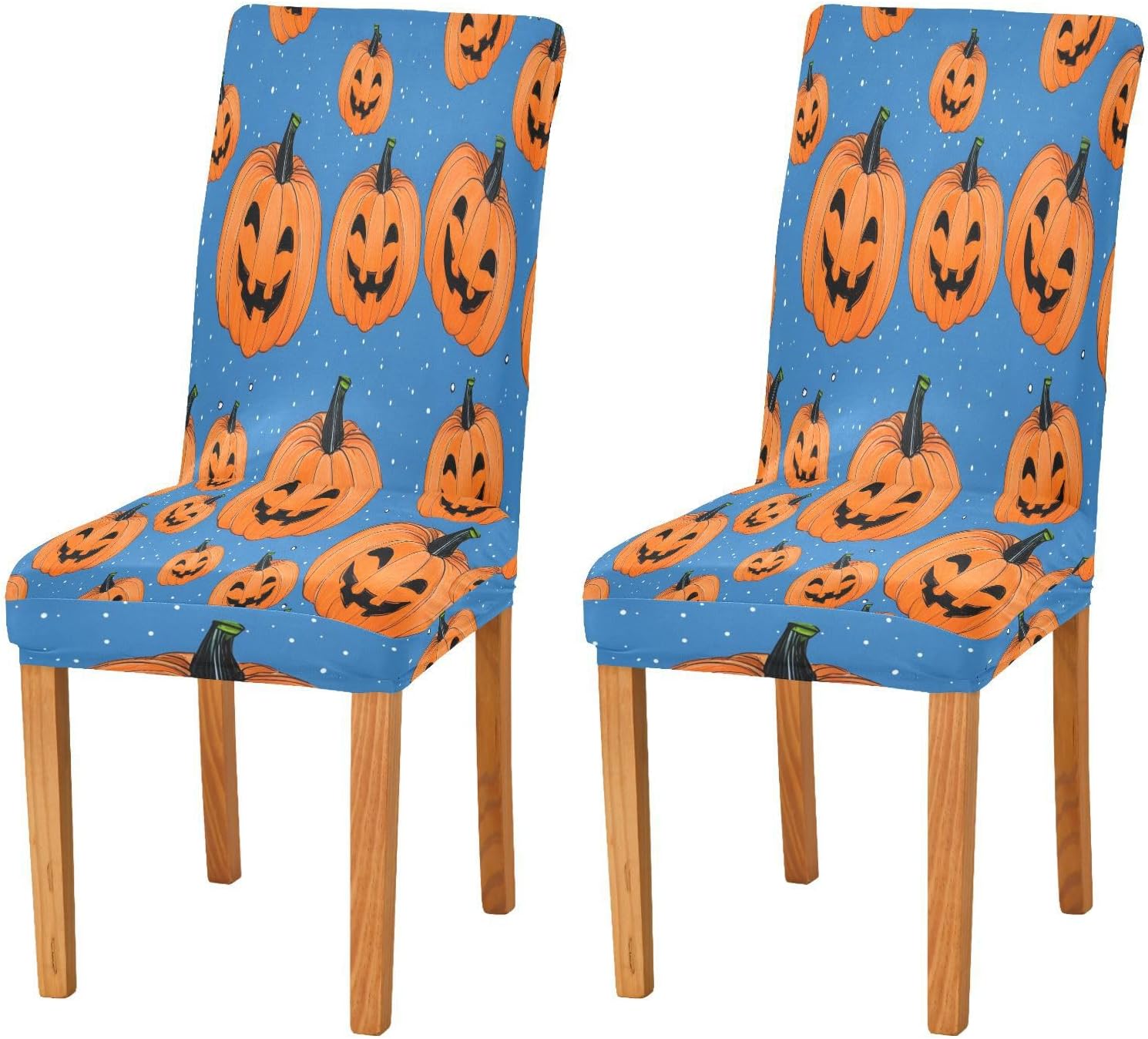 ALAZA Chair Covers for Dining Room, Laughing Pumpkin Pattern Stretch Chair Cover Sets Chair Protector Removable Washable for Ktichen Restaurant Hotel