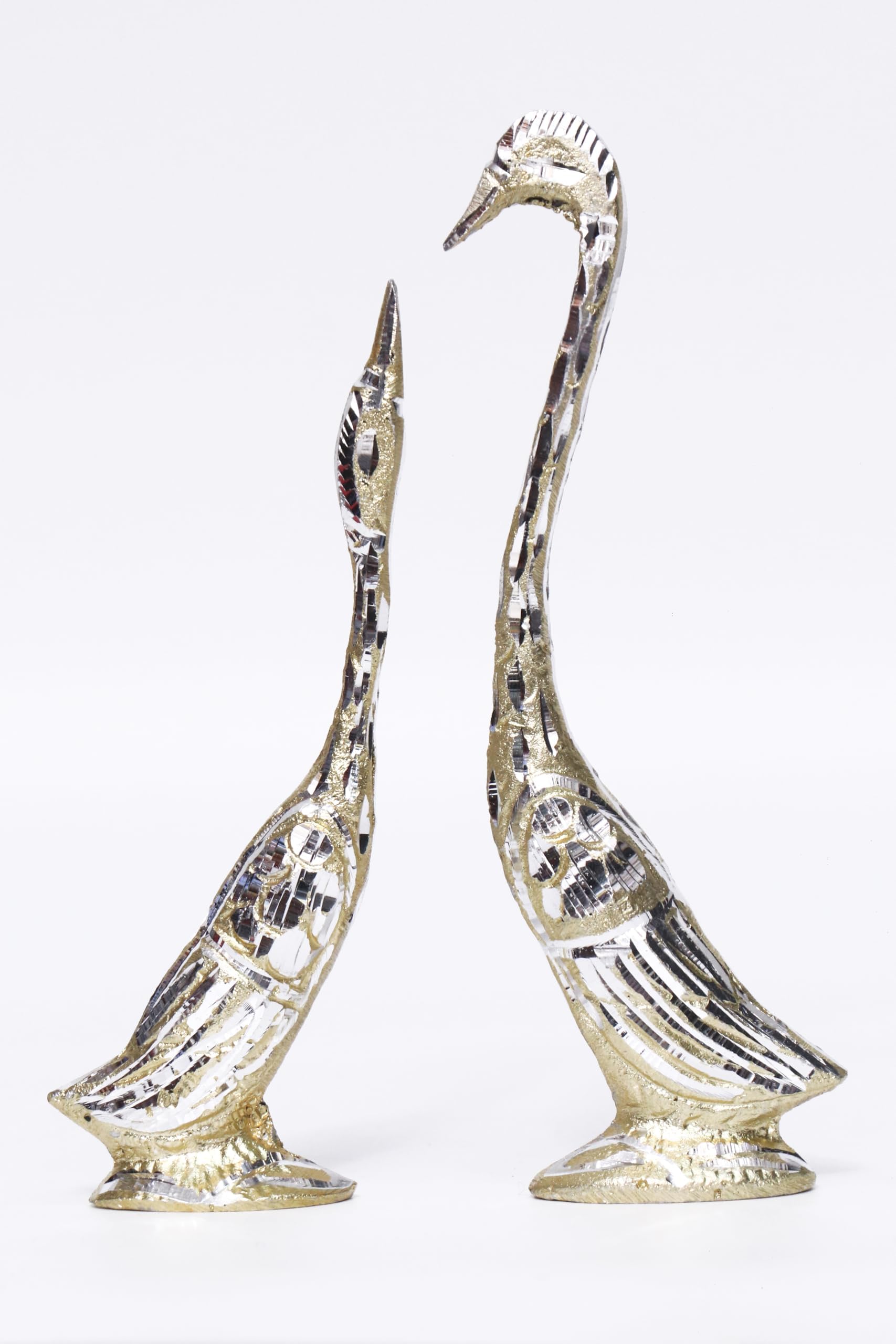 Gayatri Pair of Swan Statue Showpiece Vastu Decorative Figurine Home Interior Decor Handicraft Bird Figure Antique Gift Items Love Bird Statues Set Golden(Small)