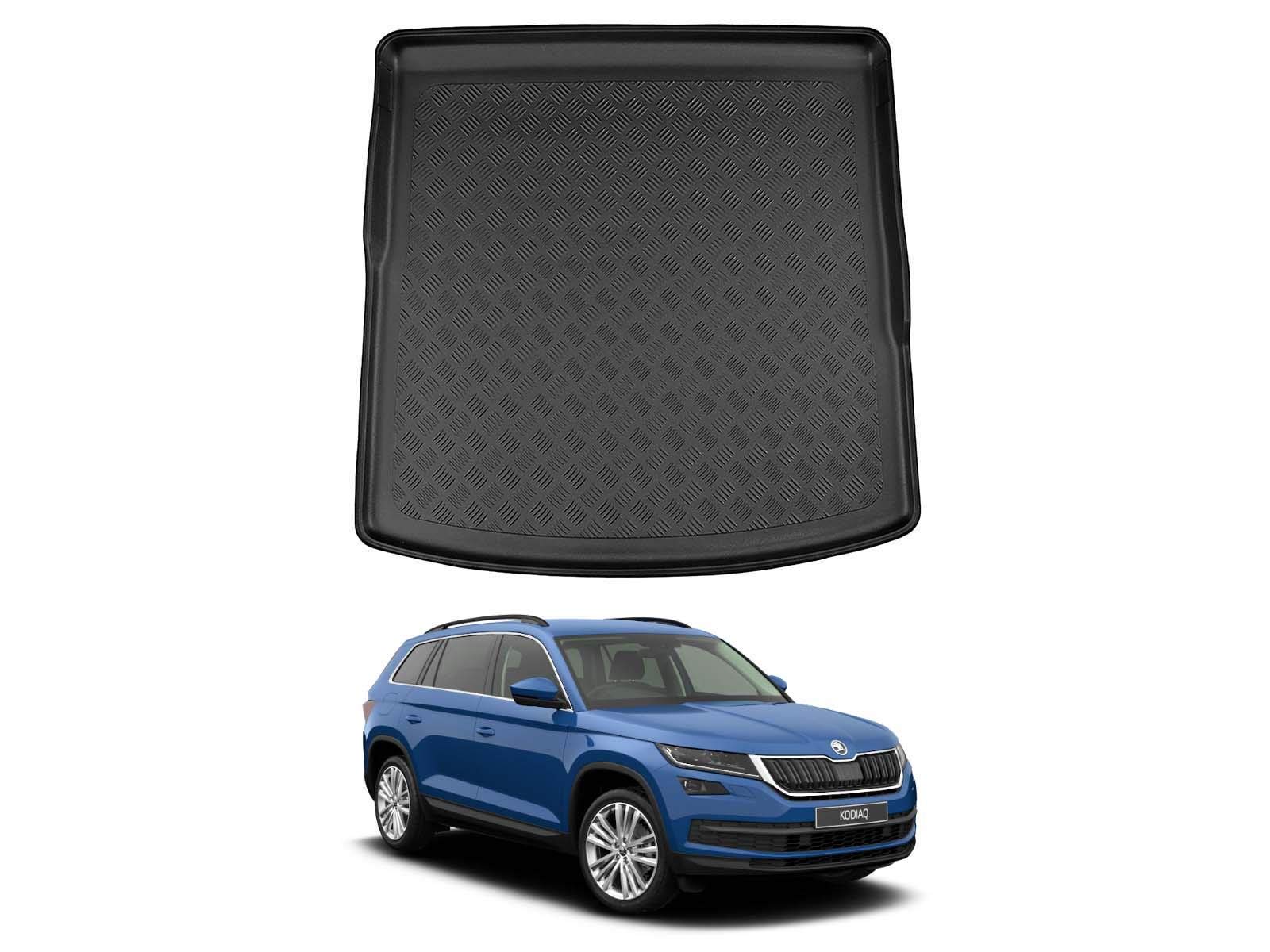 Nomad Boot Liner Compatible with Skoda Kodiaq 2017+ Recyclable Plastic (PE) Fits 5 Seat Models Tailored Fit Floor Guard Tray Black Custom Fitted Dog Friendly Waterproof with Raised Edges