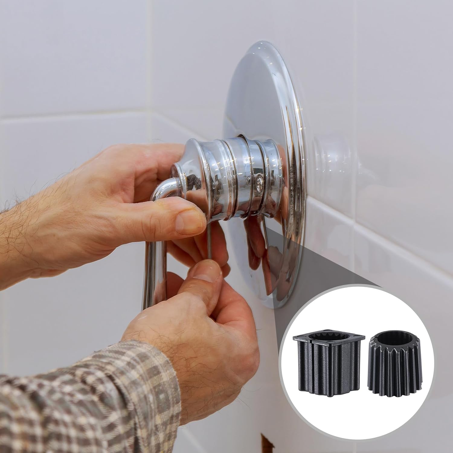 AceOrbit 12 Pcs Faucet Spline Kit Faucet Valve Spline Adapters Black Plastics Adapters Replacement Bathroom Accessories Parts for Fixes Leaks Compatible with Kohler Bathroom Tap Handles