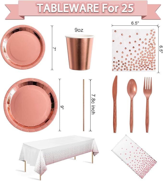 Kit Decoración Fiesta Rose Gold 285 Piezas miniatura 2
