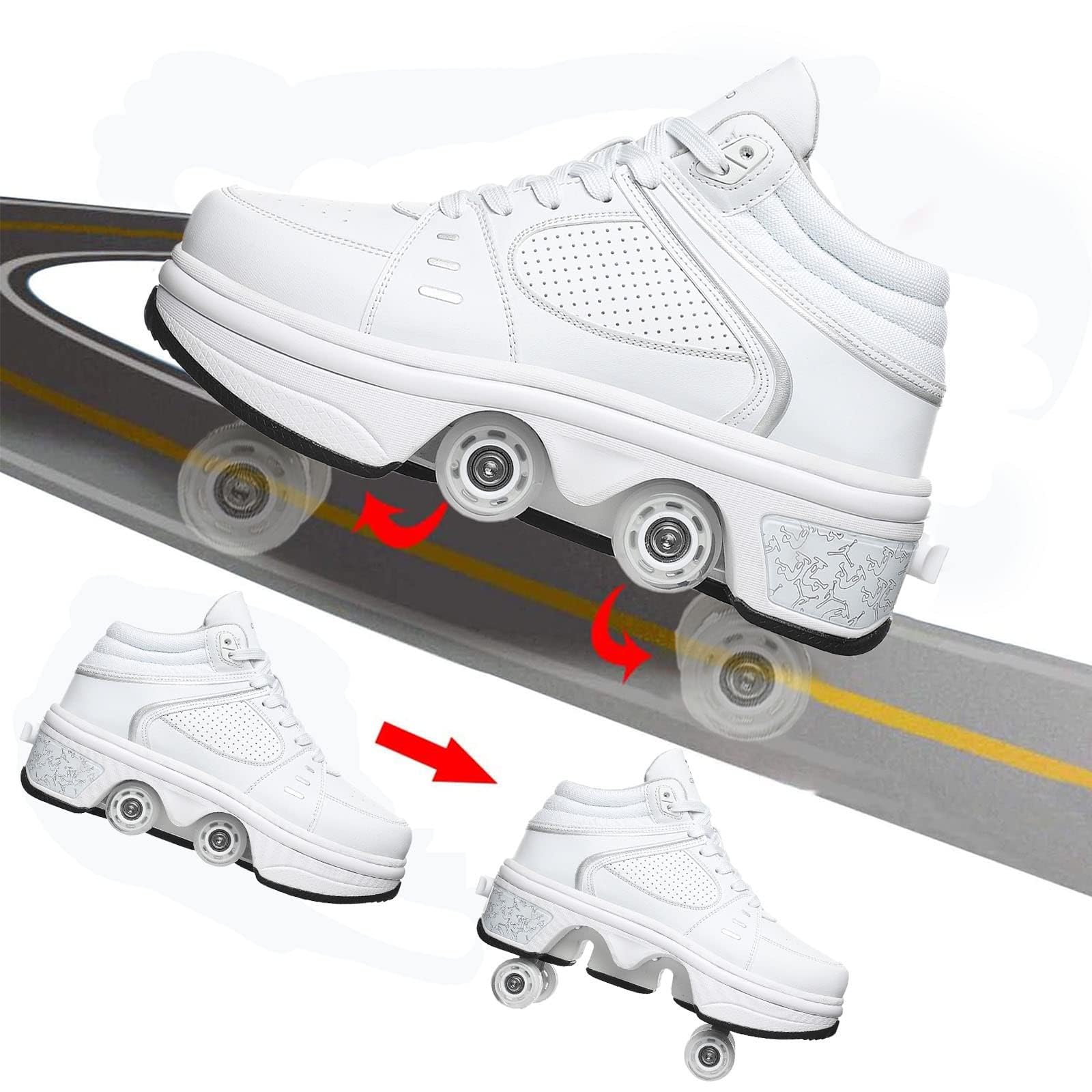 Schuhe Mit Rollen für Mädchen, Rollschuhe Damen Mit Einziehbaren Rädern,Roller Skate Shoes Als Weihnachts- und Geburtstagsgeschenke