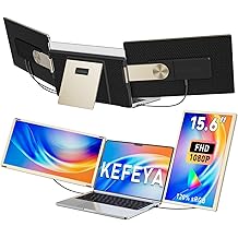 KEFEYA Laptop Screen Extender 15.6", FHD 1080P Portable Triple Monitor for Laptops 13-17.3", 120% sRGB 235&deg; Rotation Detachable Laptop Monitor Extender for Windows/Mac/Dex/Chrome/Surface, Plug n Play