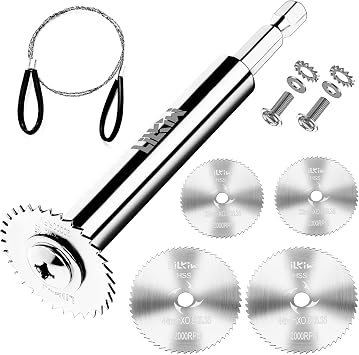 LitKiwi PVC Pipe Inside Cutter4Pcs Saw Blades with 1/4" Hex Shank,Plumbing Inside Cutter Internal Plastic Pipe Cutter,1-1/4" & 1-3/4" Or Larger Diameter, with Wire Saw