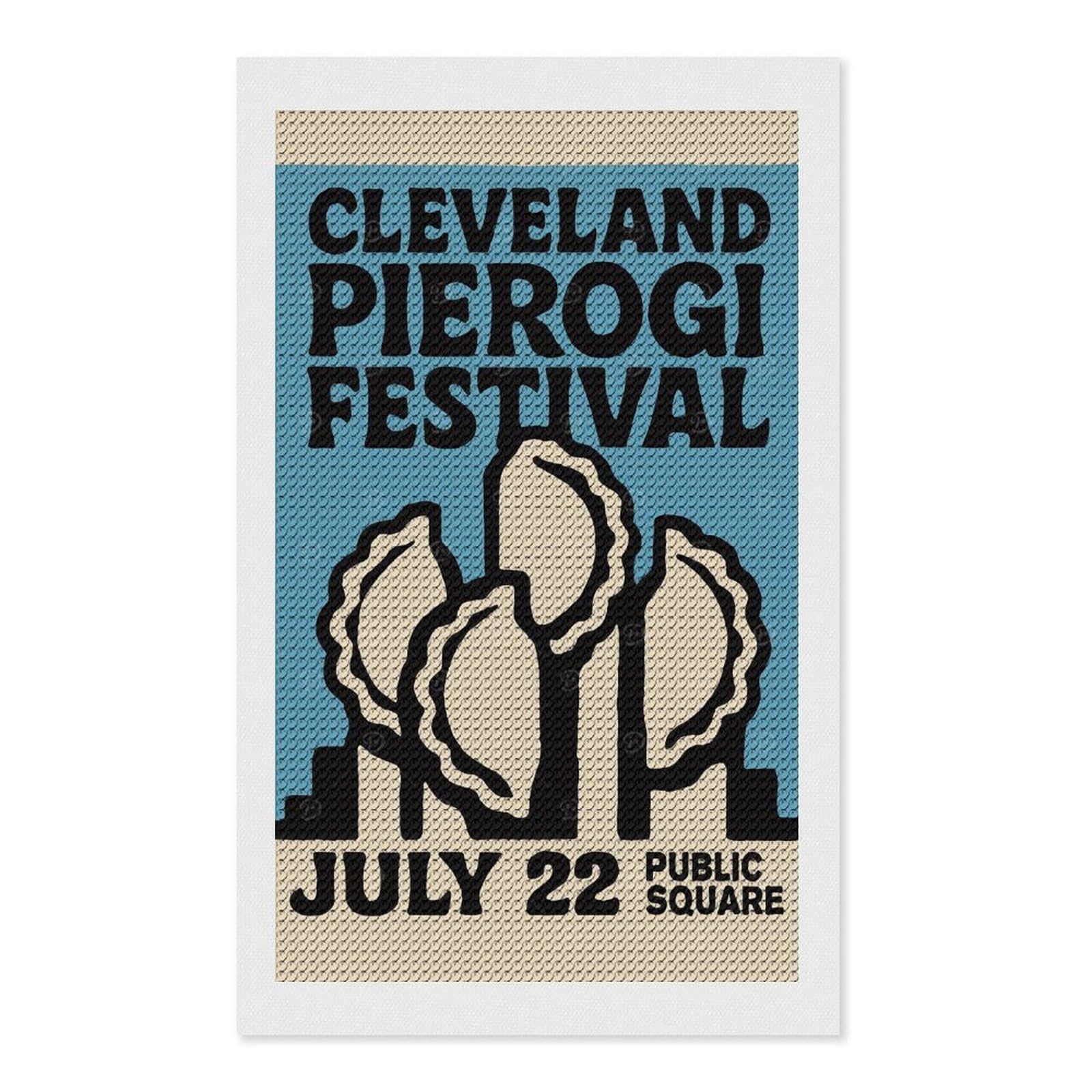 Junmoney Cleveland Pierogi Festival Diamond Art Kit 12"x20", Bedroom Decor, Adhesive Canvas, Full Kit Included, Thoughtful Present, Birthday Gift