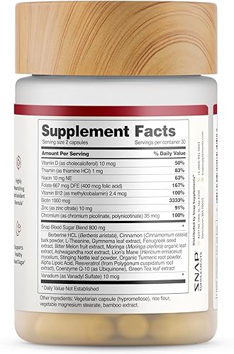 Vista 16 de Snap Supplements Mezcla de azúcar en sangre, CoQ10, canela, ácido alfa lipoico y gimnasia, sin azúcar, 60 cápsulas, paquete de 2