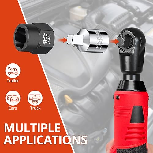 Miniatura 7 de GETLITOOL Juego de 17 herramientas extractoras de pernos de impacto, 42CR-MO Juego de removedor de pernos de impacto y tuercas con estuche de