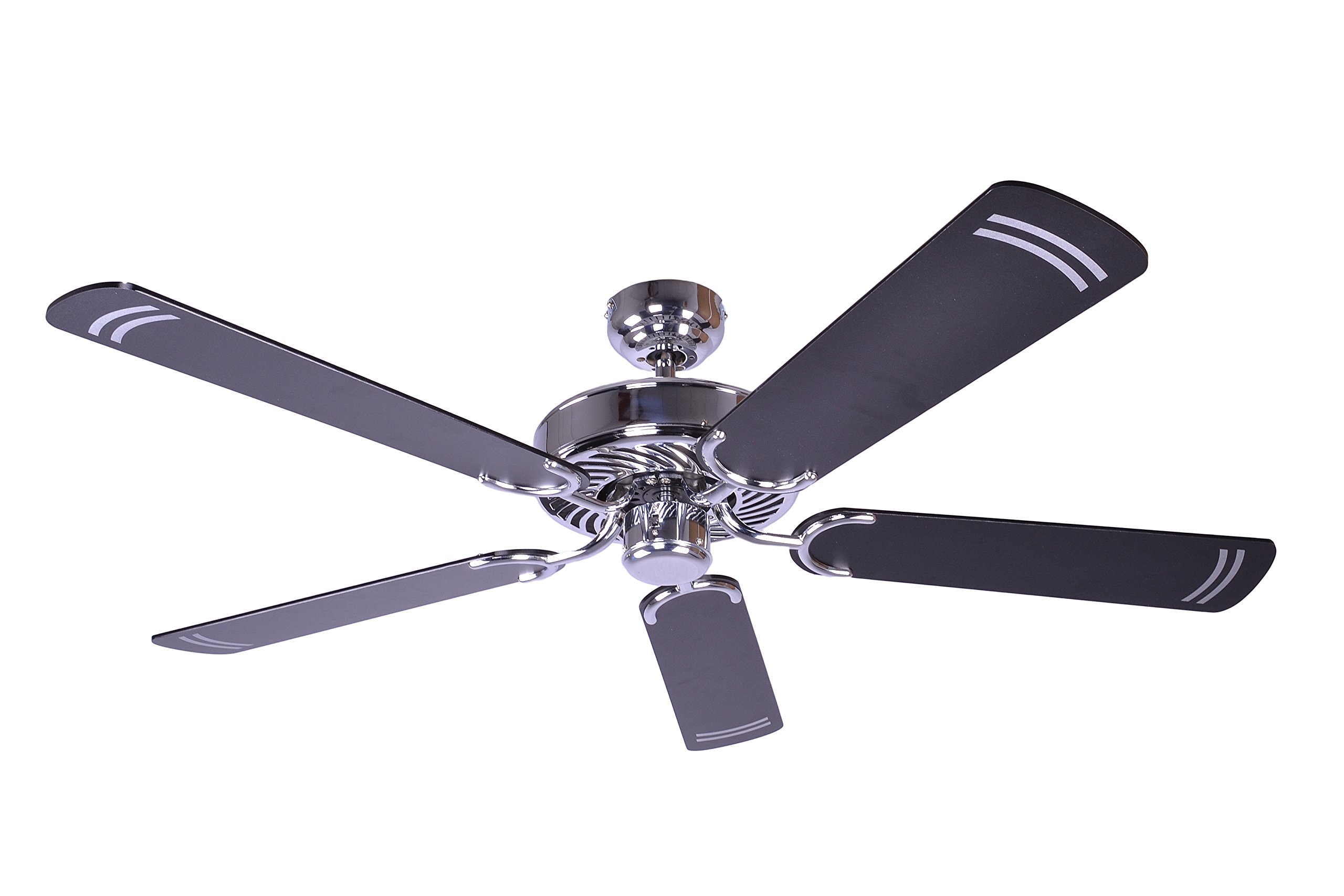 Pepeo Deckenventilator ohne Beleuchtung Potkuri, Gehäuse Stahl, Flügelfarbe schwarz, 132 cm, für Räume bis zu 25m²