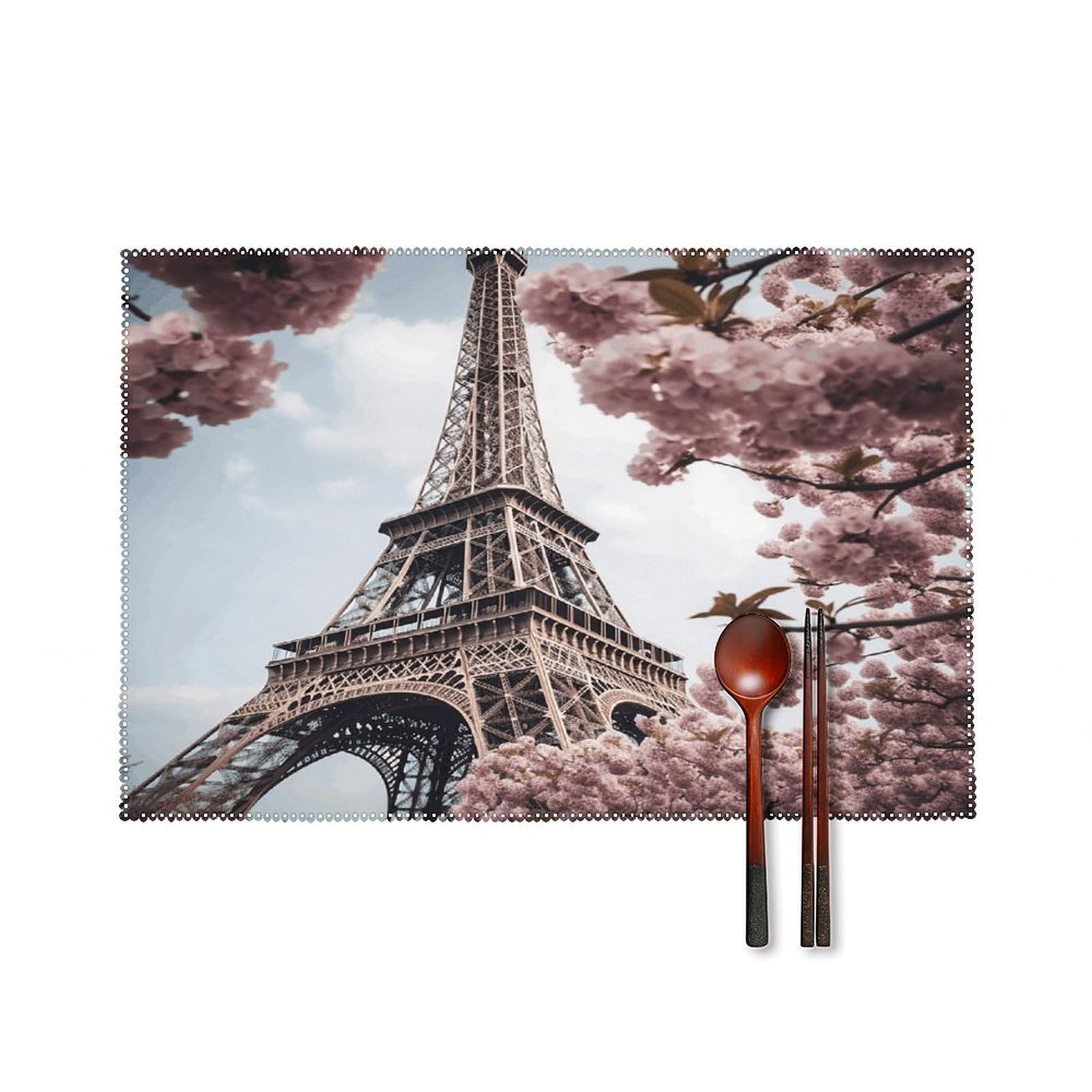 Fodpand Style Eiffel Tower Blossoms Placemats Set Of 4 Place Mats Table Mats