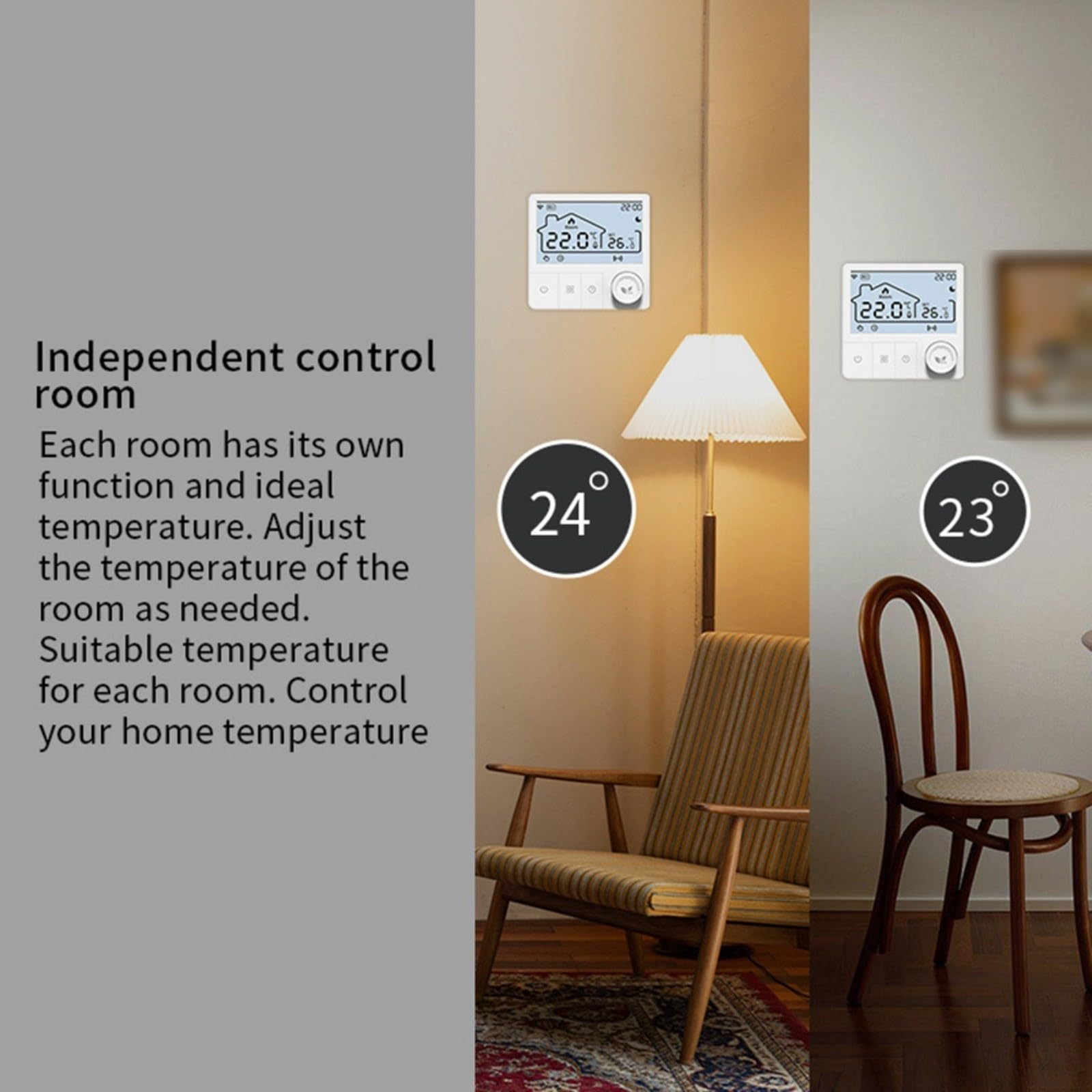 Controlador de temperatura WiFi para caldera colgante de pared, panel de termostato ABS de caldera combinada con aplicación móvil compatible con tuya (modelo regular)