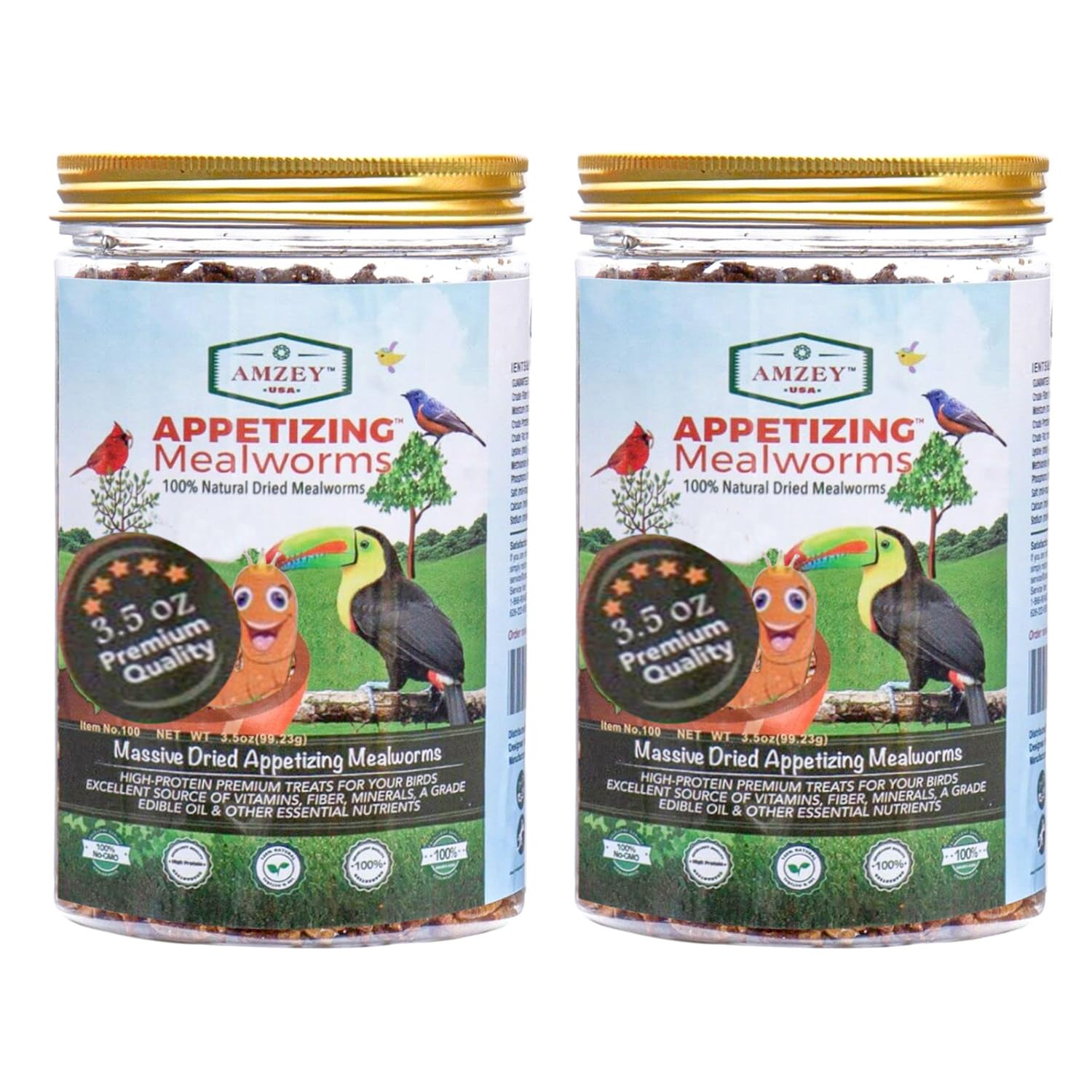 Buy AmzeyDried Mealworms 2 Pack 3.5OZ (7OZ Total) High Protein Non