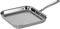 Tramontina Signature Tri-Ply Clad 11-Inch Stainless Steel Square Grill Pan - Induction Ready, Oven-Safe 500°F, Dishwasher Safe
