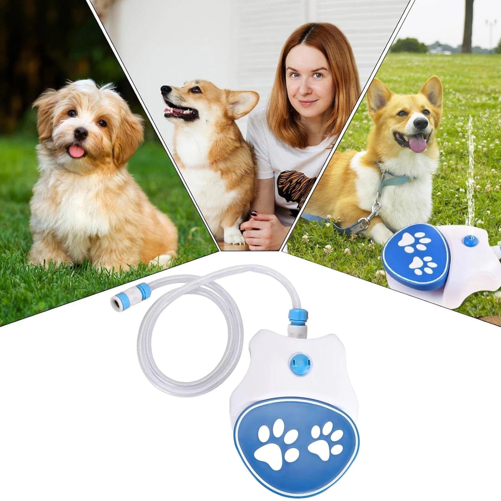 wasserfontäne mit Pedal,wasserspielzeug Hund gartenschlauch,Hunde Wasser Spielzeug,Dog Water Fountain Outdoor,Step On Activated Dog Water Dispenser,Sprinkler paw Activate,hundespielzeug fontäne (A)